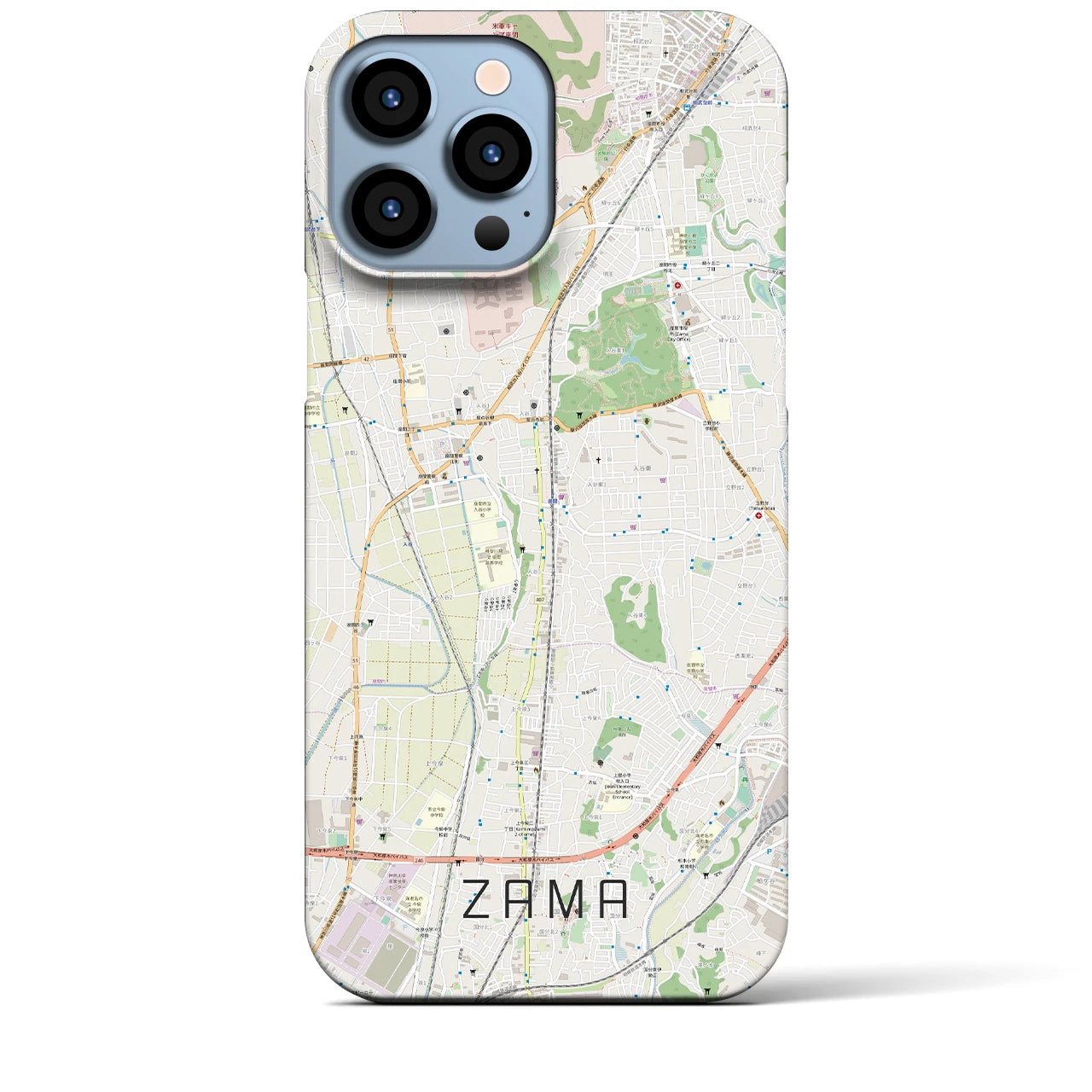 【座間】地図柄iPhoneケース（バックカバータイプ・ナチュラル）iPhone 13 Pro Max 用