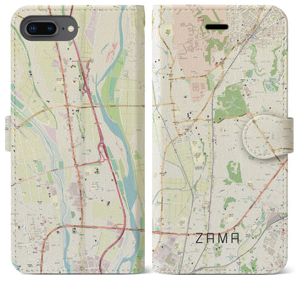 【座間（神奈川県）】地図柄iPhoneケース（手帳タイプ）ナチュラル・iPhone 8Plus /7Plus / 6sPlus / 6Plus 用