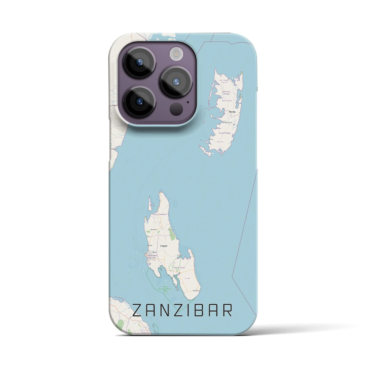 【ザンジバル】地図柄iPhoneケース（バックカバータイプ・ナチュラル）iPhone 14 Pro 用