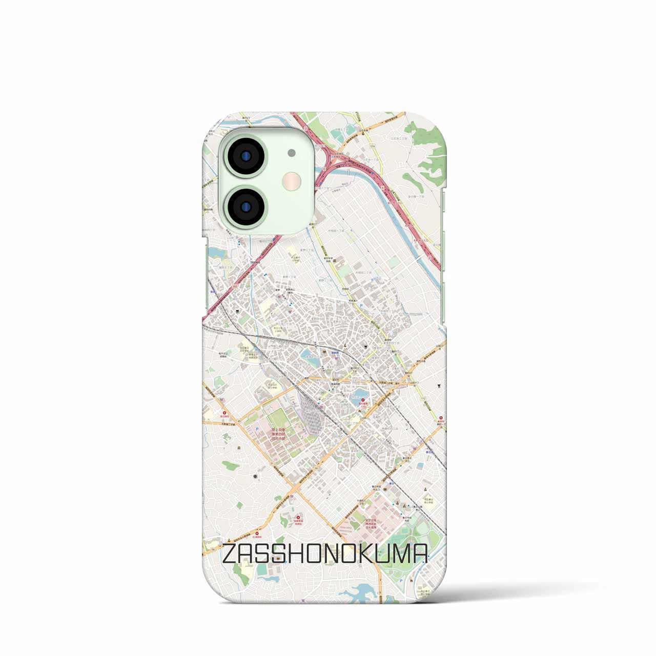 【雑餉隈】地図柄iPhoneケース（バックカバータイプ・ナチュラル）iPhone 12 mini 用