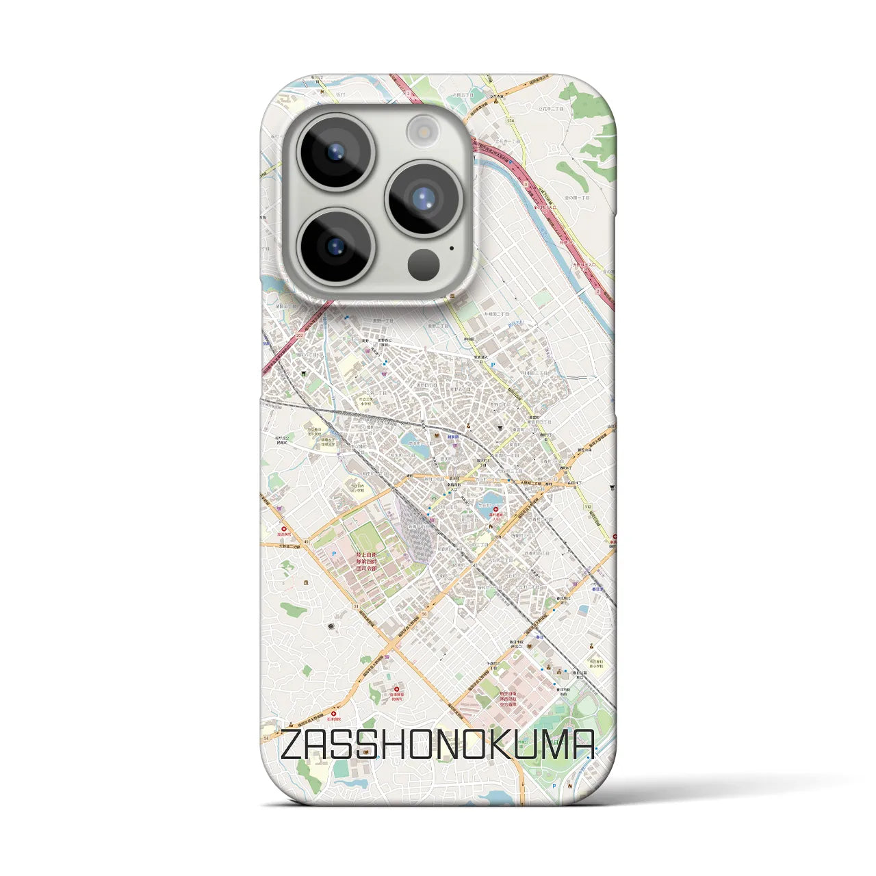 【雑餉隈】地図柄iPhoneケース（バックカバータイプ・ナチュラル）iPhone 15 Pro 用