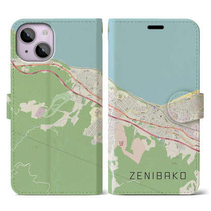 【銭函（北海道）】地図柄iPhoneケース（手帳タイプ）ナチュラル・iPhone 14 用