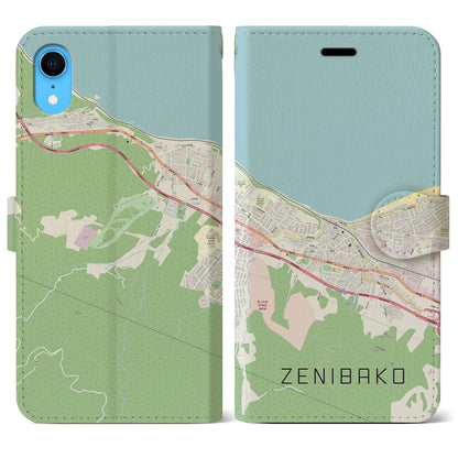 【銭函（北海道）】地図柄iPhoneケース（手帳タイプ）ナチュラル・iPhone XR 用