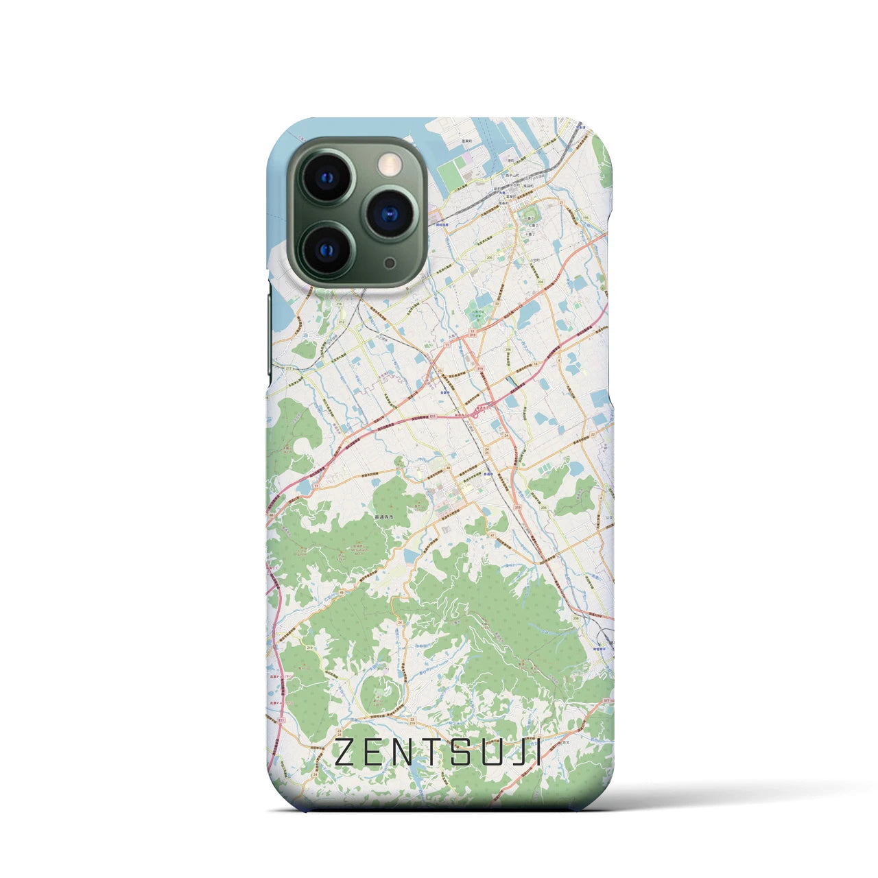 【善通寺】地図柄iPhoneケース（バックカバータイプ・ナチュラル）iPhone 11 Pro 用