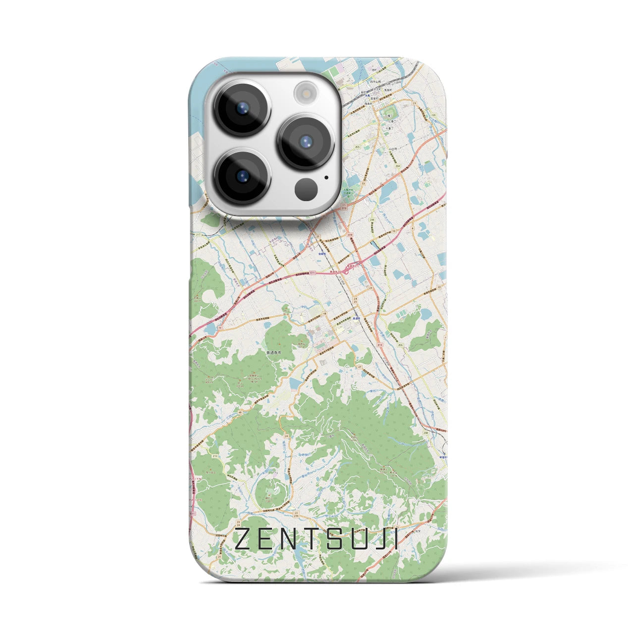 【善通寺】地図柄iPhoneケース（バックカバータイプ・ナチュラル）iPhone 14 Pro 用