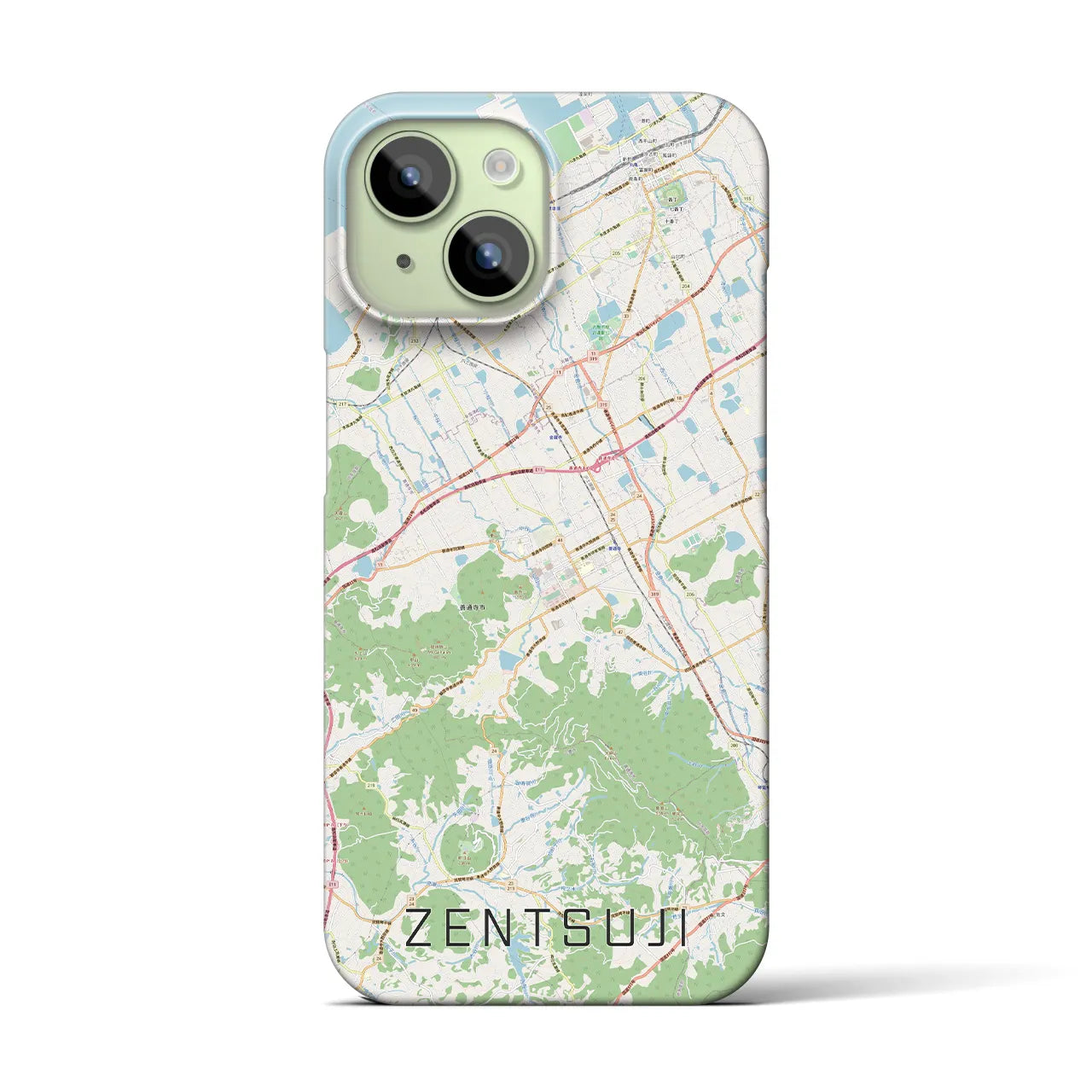【善通寺】地図柄iPhoneケース（バックカバータイプ・ナチュラル）iPhone 15 用