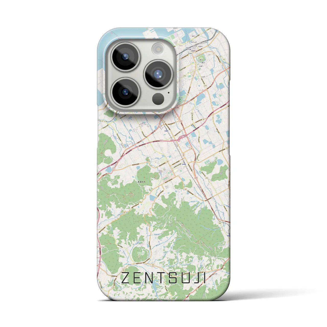 【善通寺】地図柄iPhoneケース（バックカバータイプ・ナチュラル）iPhone 15 Pro 用