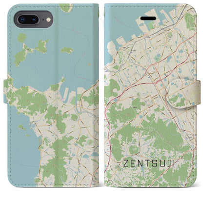 【善通寺（香川県）】地図柄iPhoneケース（手帳タイプ）ナチュラル・iPhone 8Plus /7Plus / 6sPlus / 6Plus 用