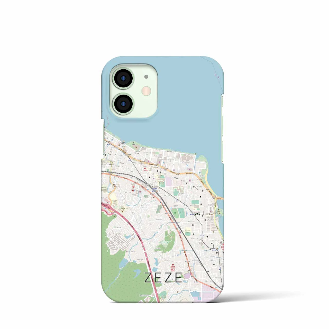 【膳所】地図柄iPhoneケース（バックカバータイプ・ナチュラル）iPhone 12 mini 用