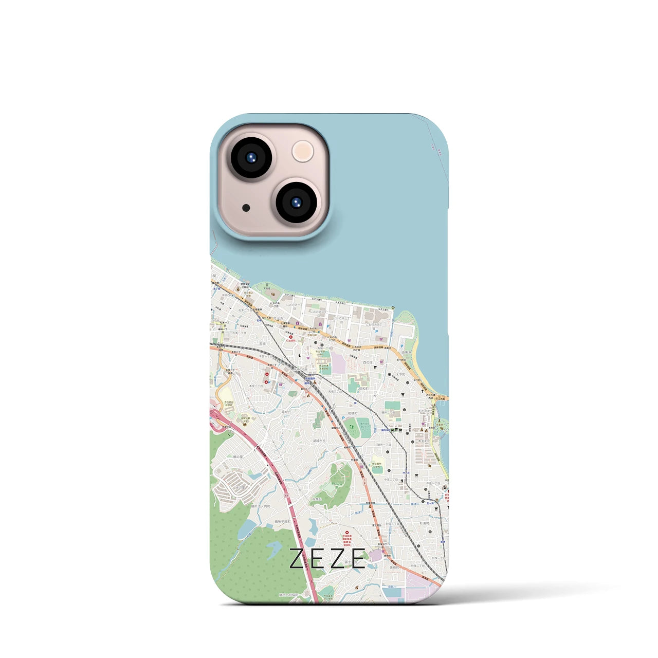 【膳所】地図柄iPhoneケース（バックカバータイプ・ナチュラル）iPhone 13 mini 用
