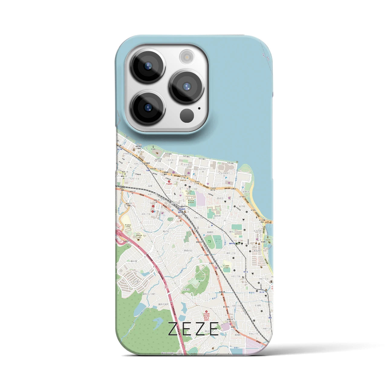 【膳所】地図柄iPhoneケース（バックカバータイプ・ナチュラル）iPhone 14 Pro 用