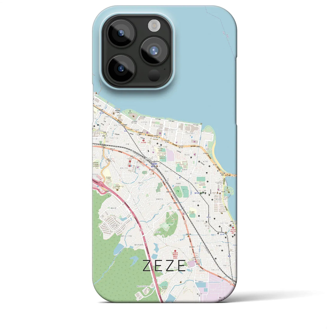 【膳所】地図柄iPhoneケース（バックカバータイプ・ナチュラル）iPhone 15 Pro Max 用