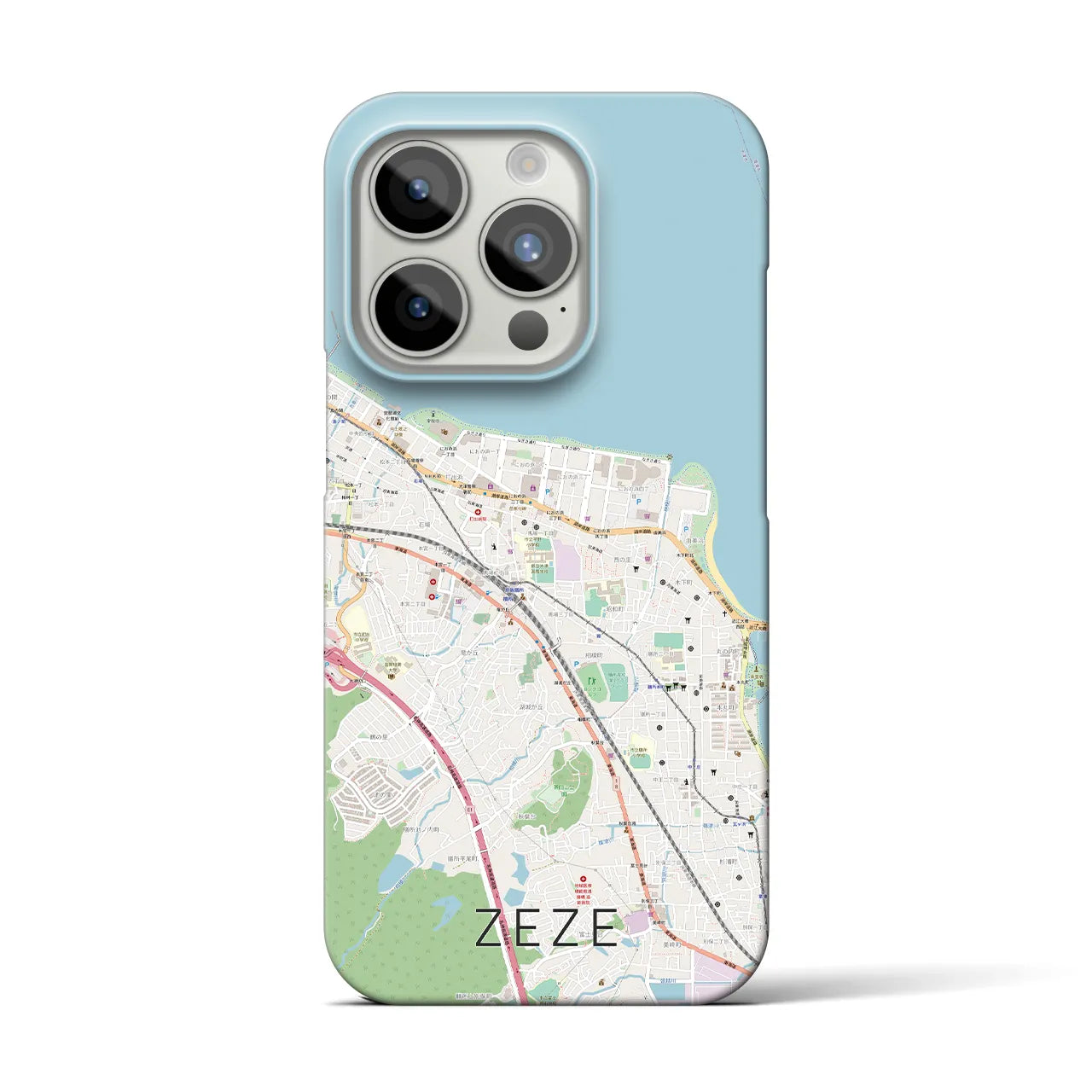 【膳所】地図柄iPhoneケース（バックカバータイプ・ナチュラル）iPhone 15 Pro 用