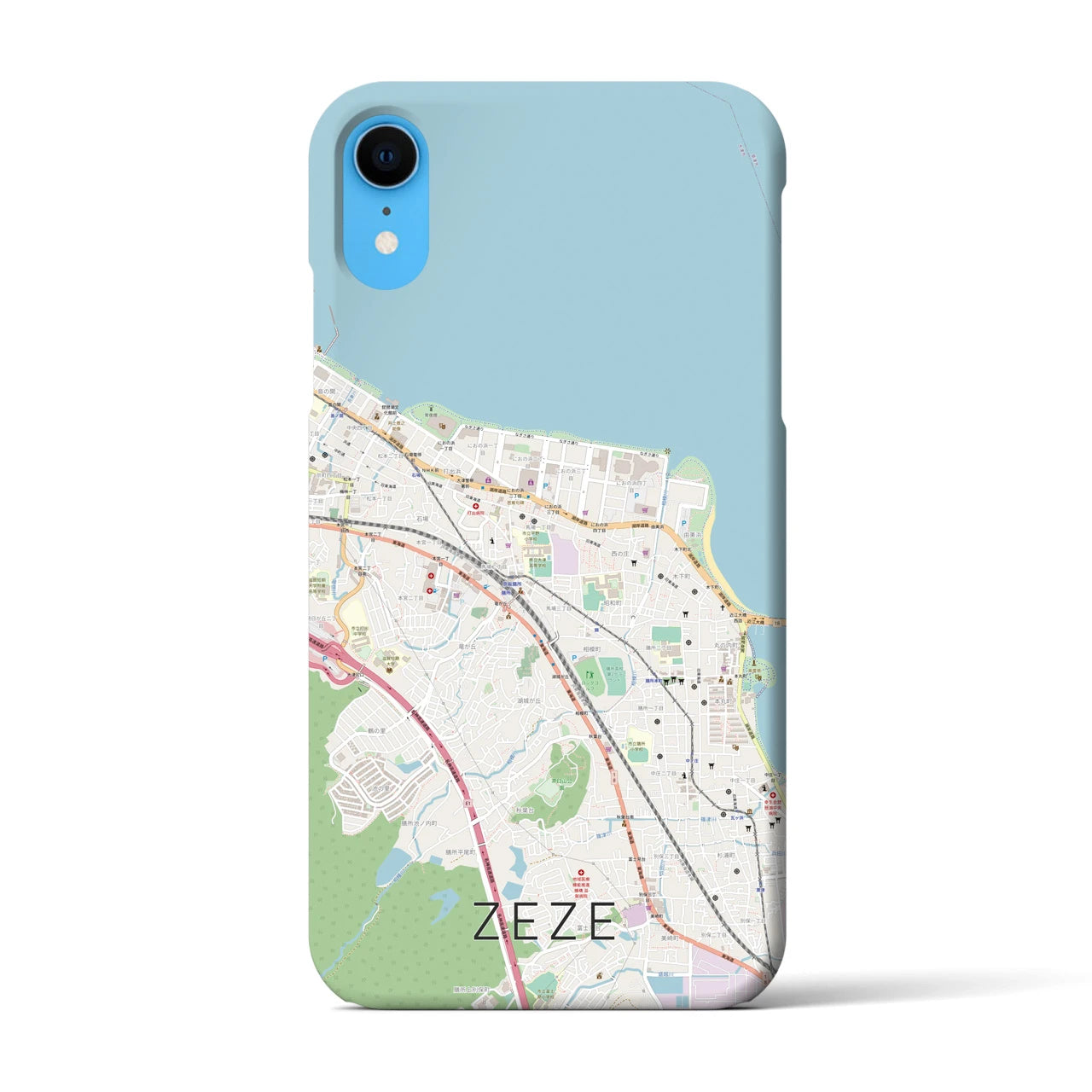 【膳所】地図柄iPhoneケース（バックカバータイプ・ナチュラル）iPhone XR 用