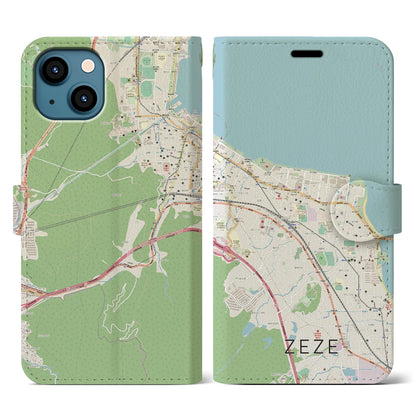 【膳所（滋賀県）】地図柄iPhoneケース（手帳タイプ）ナチュラル・iPhone 13 Pro 用