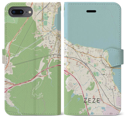 【膳所（滋賀県）】地図柄iPhoneケース（手帳タイプ）ナチュラル・iPhone 8Plus /7Plus / 6sPlus / 6Plus 用