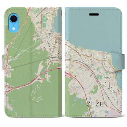 【膳所（滋賀県）】地図柄iPhoneケース（手帳タイプ）ナチュラル・iPhone XR 用