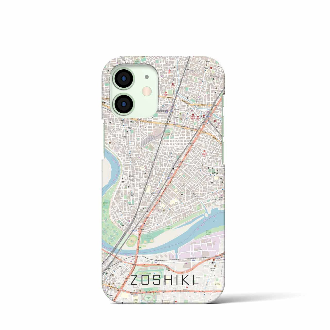 【雑色】地図柄iPhoneケース（バックカバータイプ・ナチュラル）iPhone 12 mini 用