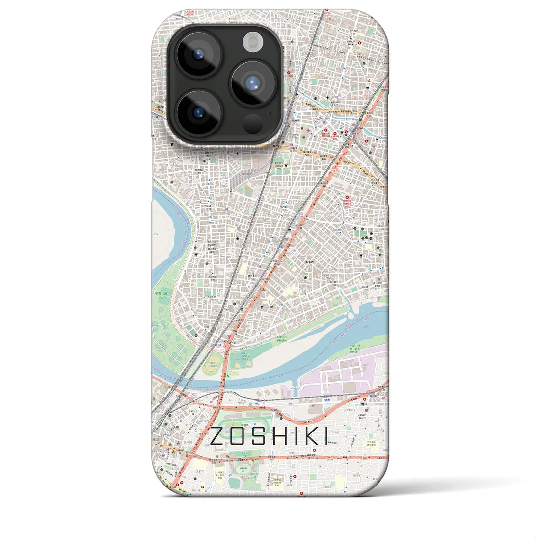 【雑色】地図柄iPhoneケース（バックカバータイプ・ナチュラル）iPhone 15 Pro Max 用