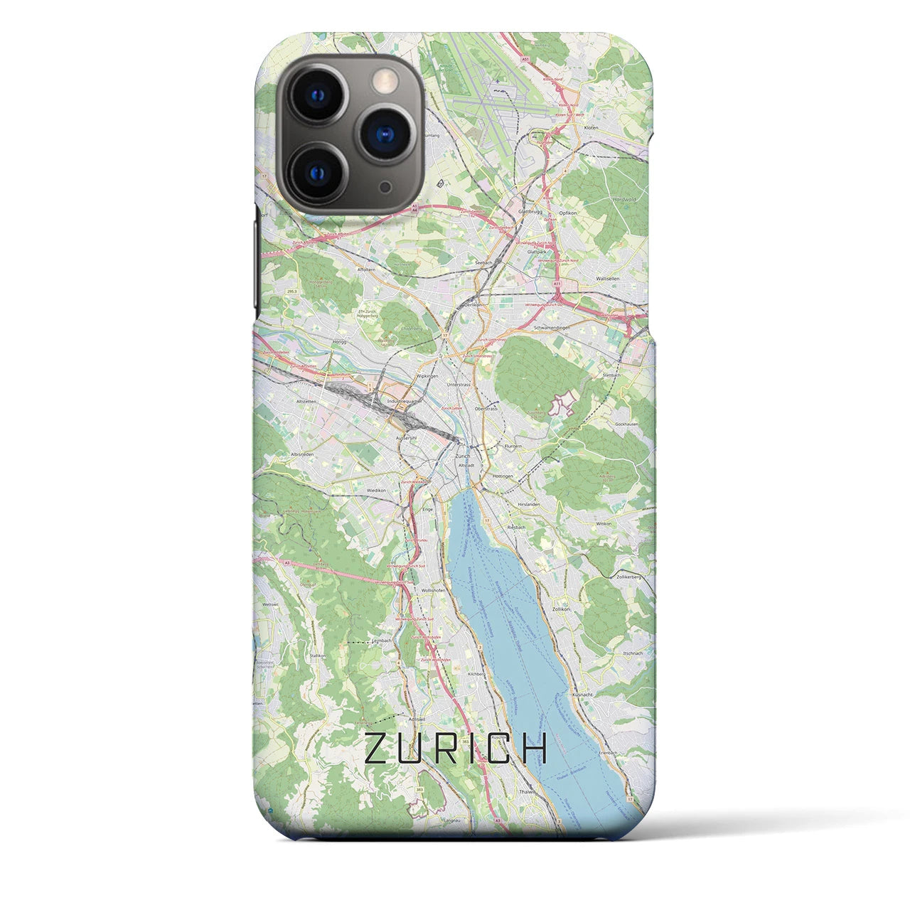 【チューリッヒ】地図柄iPhoneケース（バックカバータイプ・ナチュラル）iPhone 11 Pro Max 用