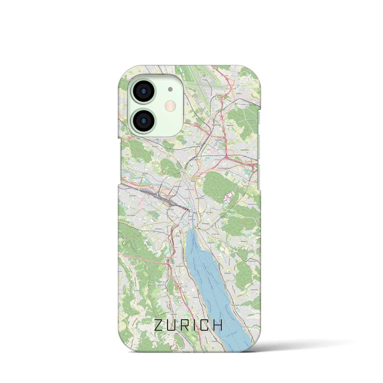 【チューリッヒ】地図柄iPhoneケース（バックカバータイプ・ナチュラル）iPhone 12 mini 用