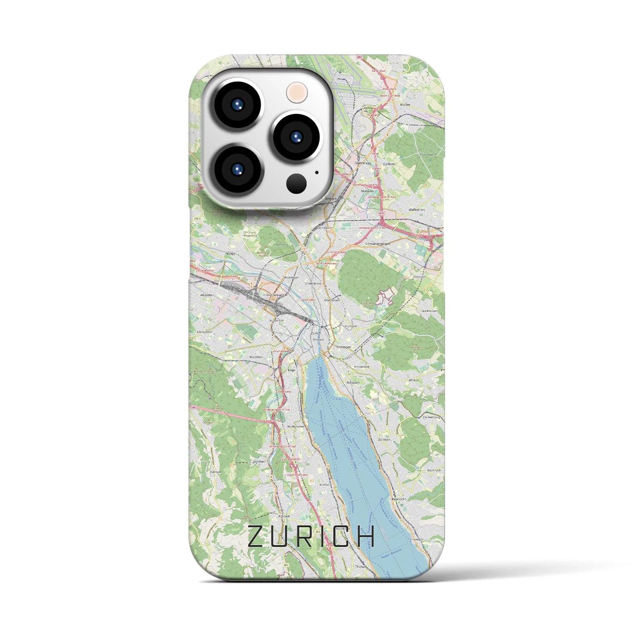 【チューリッヒ】地図柄iPhoneケース（バックカバータイプ・ナチュラル）iPhone 13 Pro 用