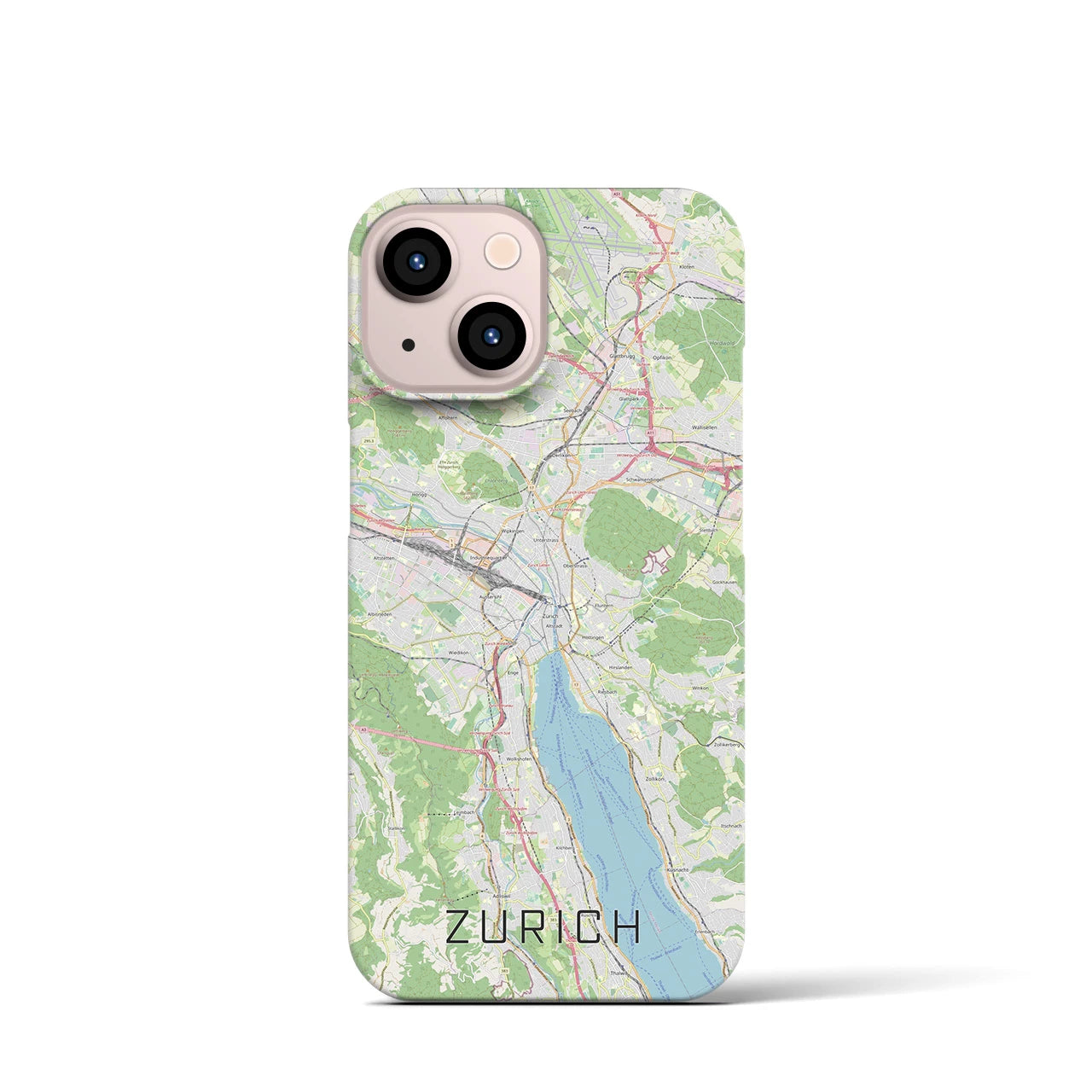 【チューリッヒ】地図柄iPhoneケース（バックカバータイプ・ナチュラル）iPhone 13 mini 用