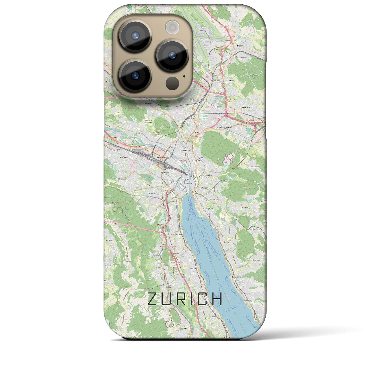 【チューリッヒ】地図柄iPhoneケース（バックカバータイプ・ナチュラル）iPhone 14 Pro Max 用