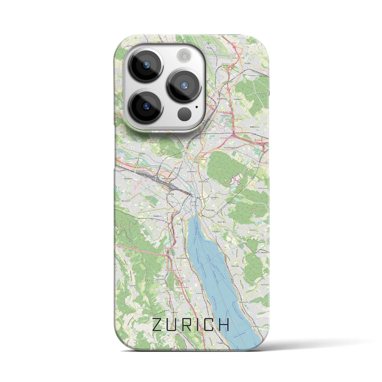 【チューリッヒ】地図柄iPhoneケース（バックカバータイプ・ナチュラル）iPhone 14 Pro 用