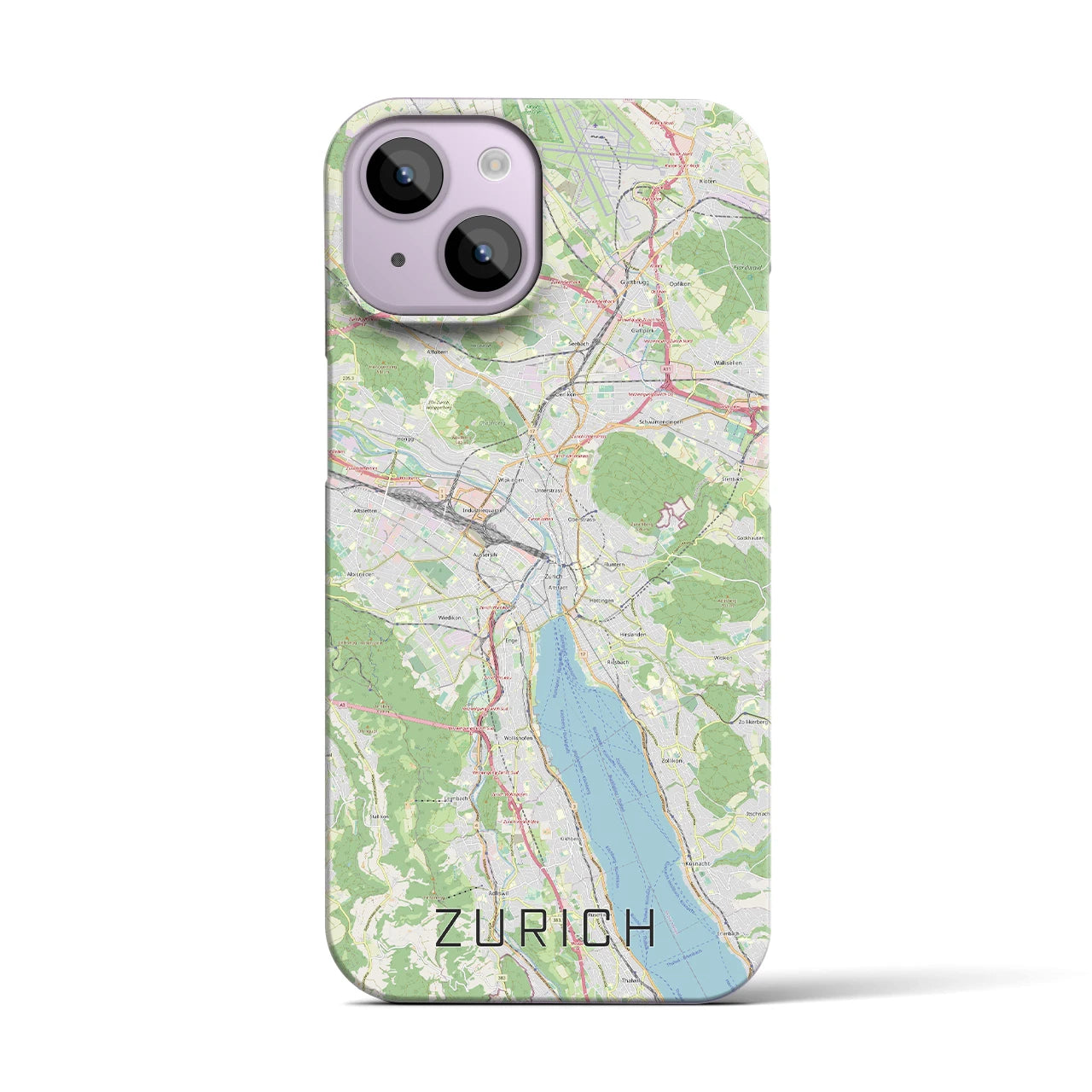 【チューリッヒ】地図柄iPhoneケース（バックカバータイプ・ナチュラル）iPhone 14 用