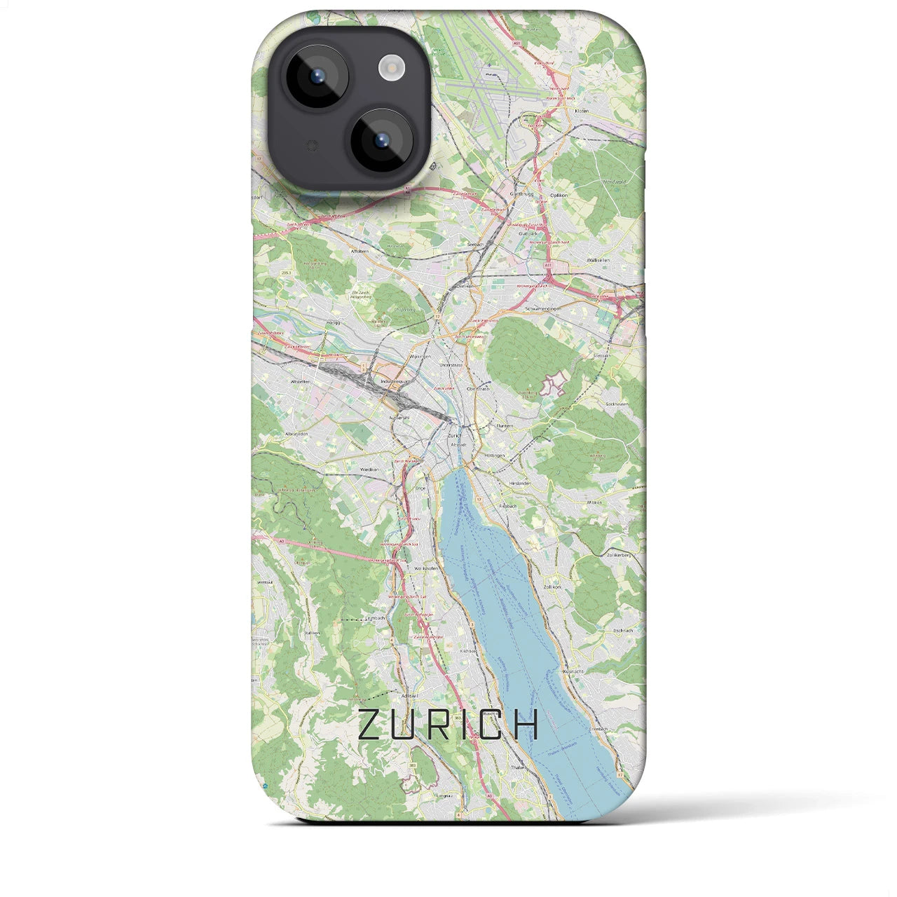 【チューリッヒ】地図柄iPhoneケース（バックカバータイプ・ナチュラル）iPhone 14 Plus 用