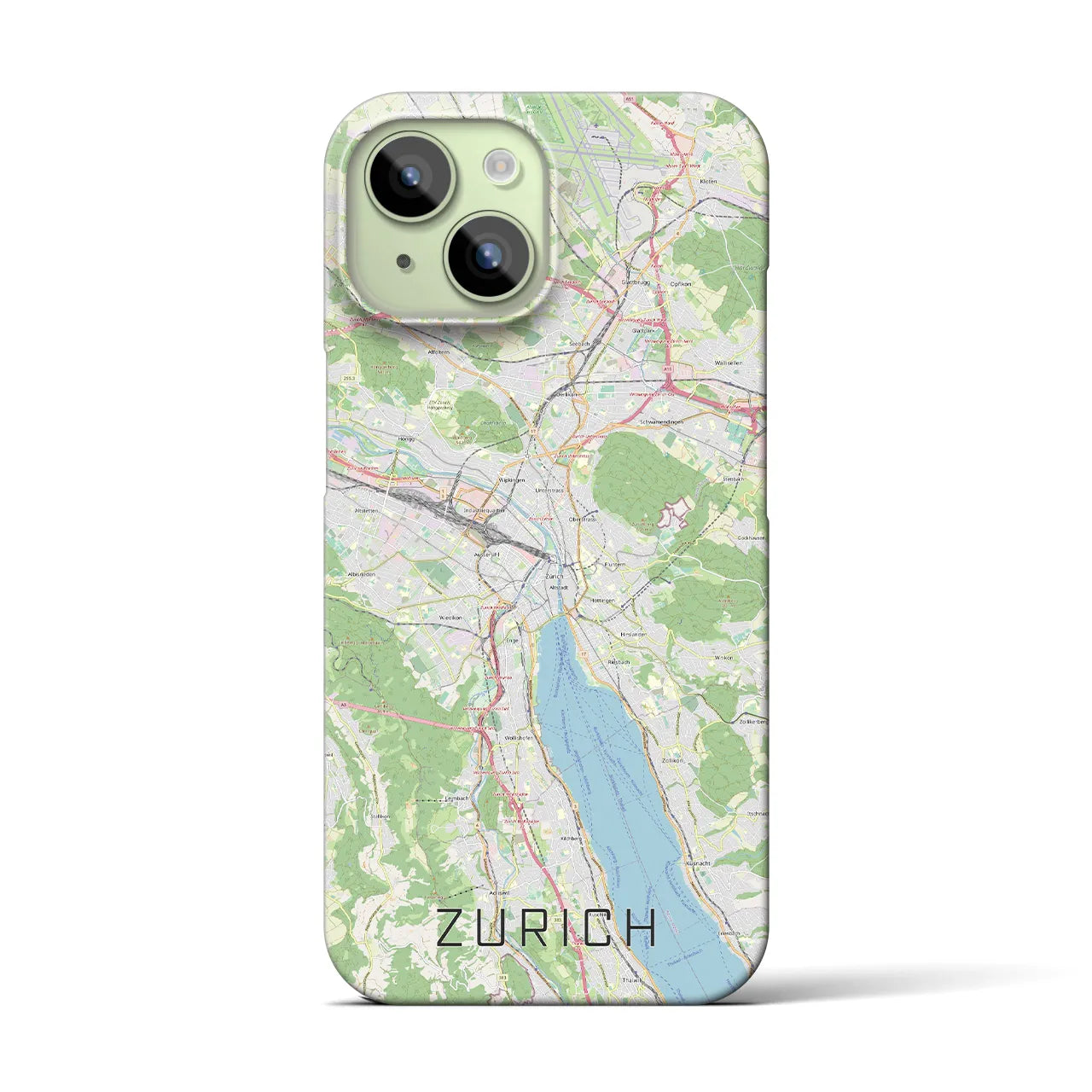【チューリッヒ】地図柄iPhoneケース（バックカバータイプ・ナチュラル）iPhone 15 用