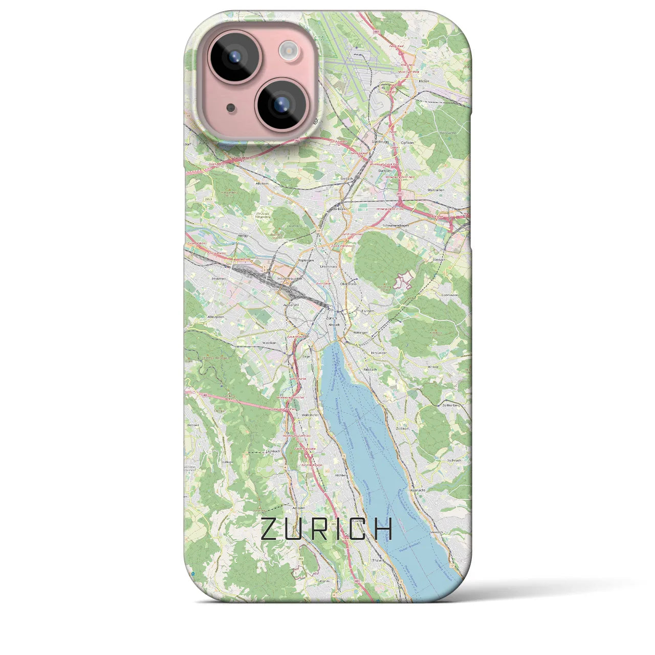 【チューリッヒ】地図柄iPhoneケース（バックカバータイプ・ナチュラル）iPhone 15 Plus 用