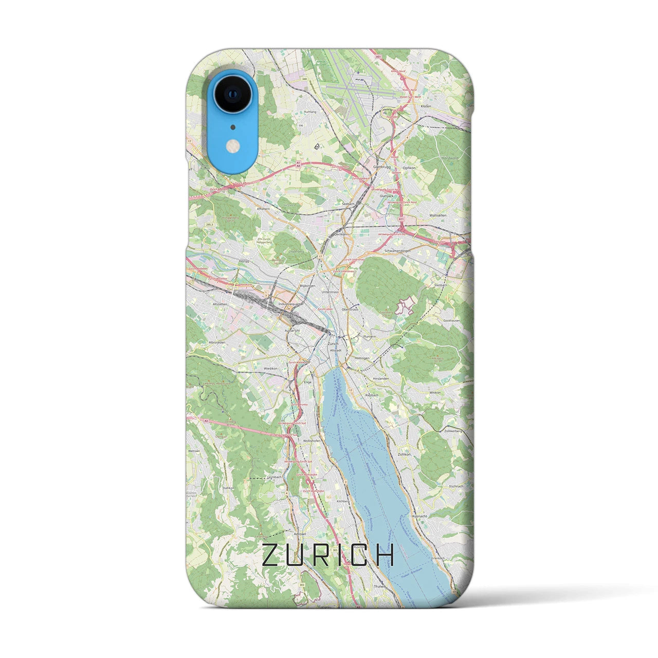 【チューリッヒ】地図柄iPhoneケース（バックカバータイプ・ナチュラル）iPhone XR 用