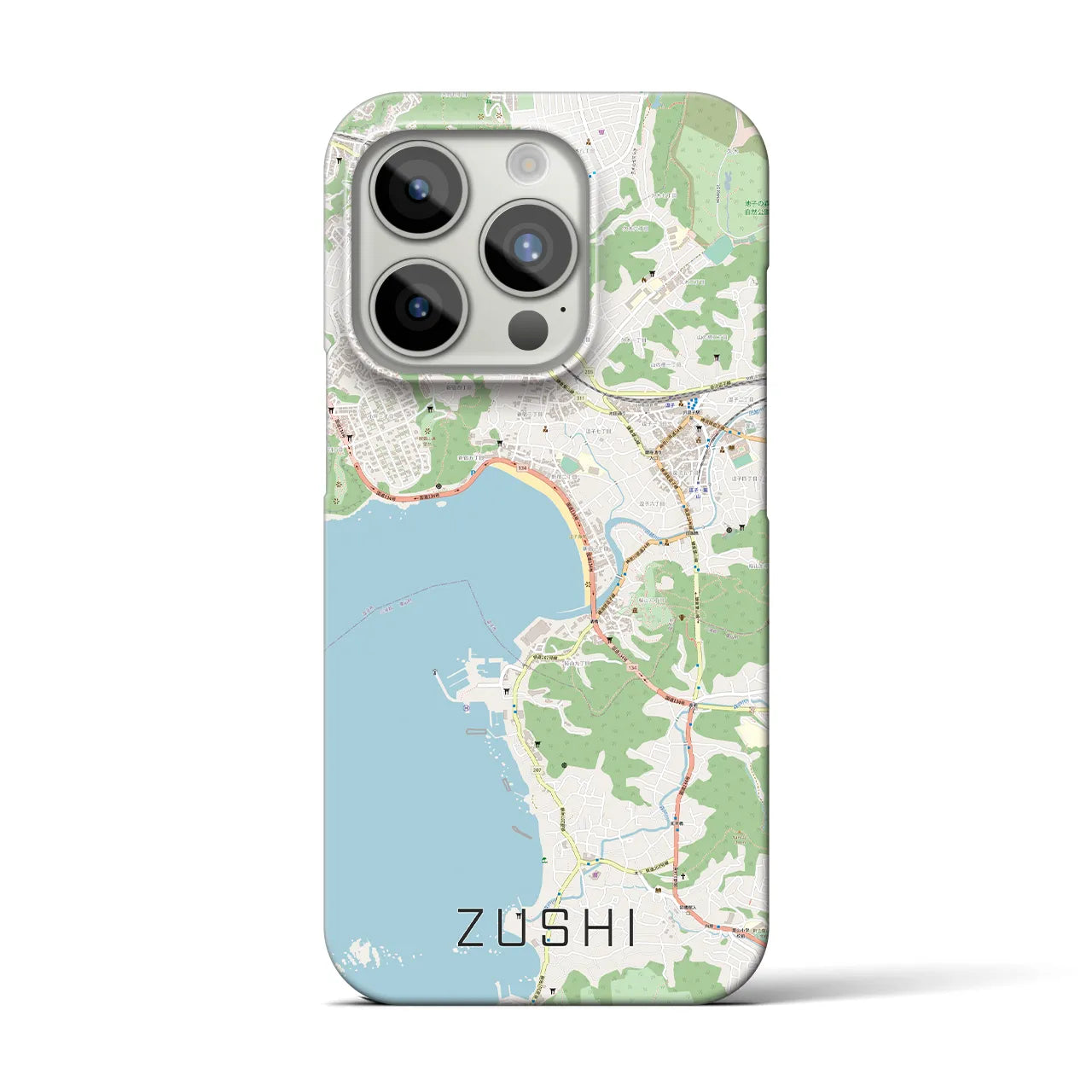 【逗子】地図柄iPhoneケース（バックカバータイプ・ナチュラル）iPhone 15 Pro 用